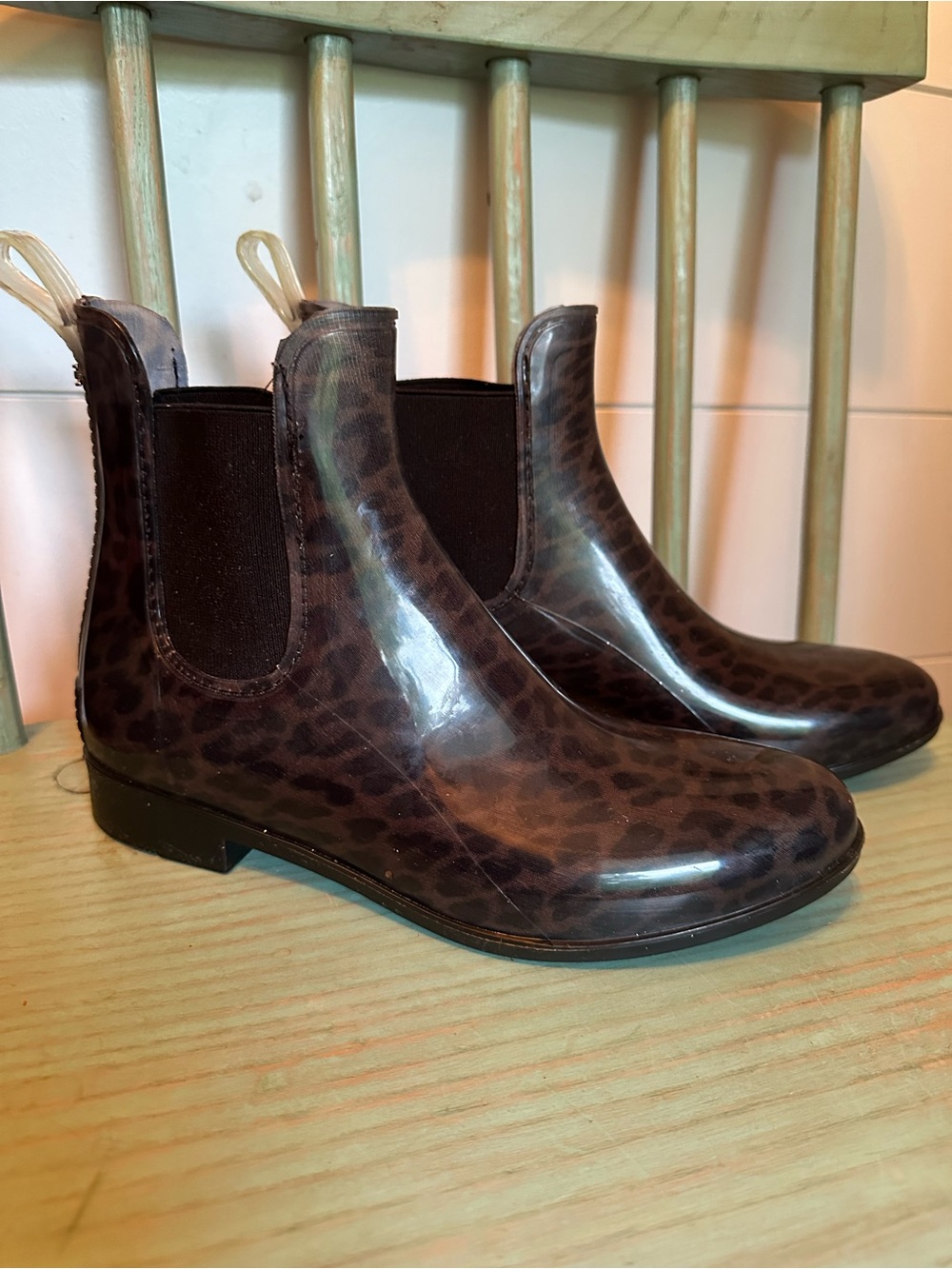 Sam Edelman Brown Leopard Chelsea Rain Booties